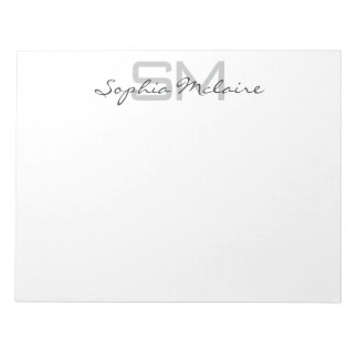 Bloco De Notas Elegant Monogram Notepad with Personalized Script