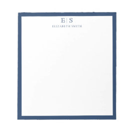 Bloco De Notas Elegant Navy Blue Border Monogram
