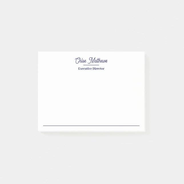 Bloco De Notas Elegant Navy Blue Script Border  (Frente)
