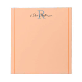 Bloco De Notas Elegant Orange Monogram Notepad