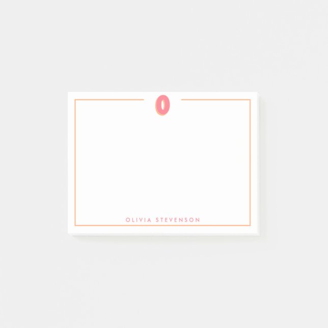 Bloco De Notas Elegant Personalized Monogram 3D Letter O Initial  (Frente)