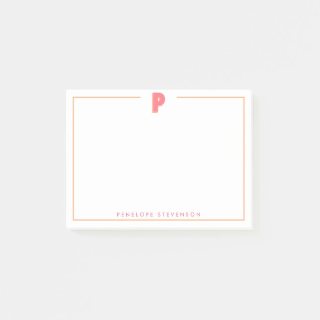 Bloco De Notas Elegant Personalized Monogram 3D Letter P Initial  (Frente)
