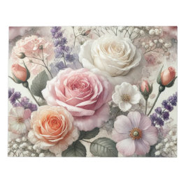 Bloco De Notas Elegant Pink and White Roses Notepad