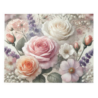 Bloco De Notas Elegant Pink and White Roses Notepad