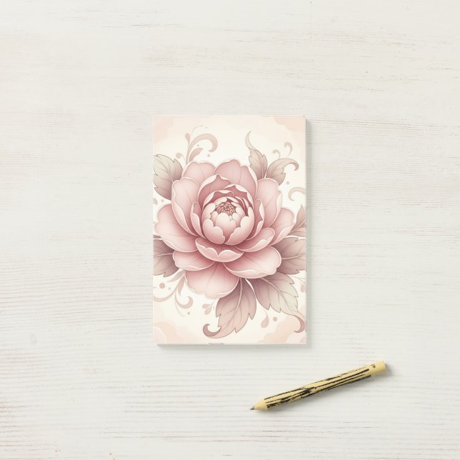Bloco De Notas Elegant Pink Flower -- Spring Floral  (Na mesa)