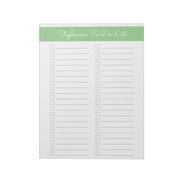 Bloco De Notas Elegant Sage Green 8.5x11 Two Column Checklist (Invertido)