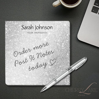 Bloco De Notas Elegant Silver Glitter Monogram Personalized Name 