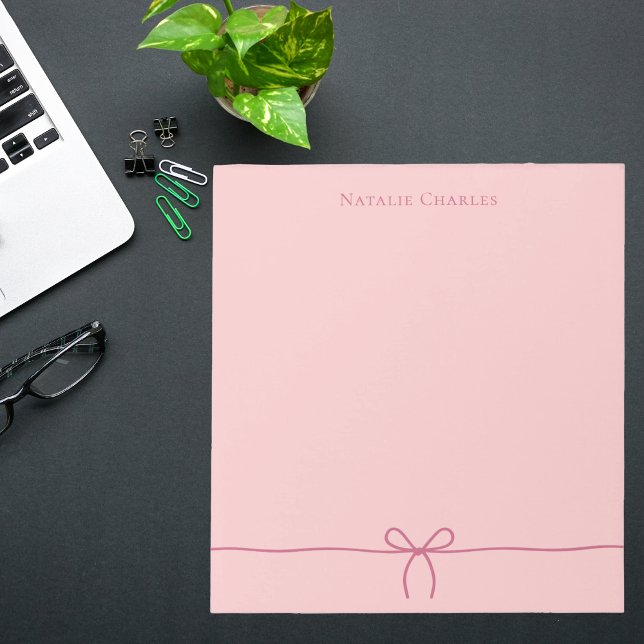 Bloco De Notas Elegant Stylish Cute Pink Bow Professional (Criador carregado)