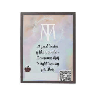 Bloco De Notas Elegant Teacher Quote Notepad with QR Code
