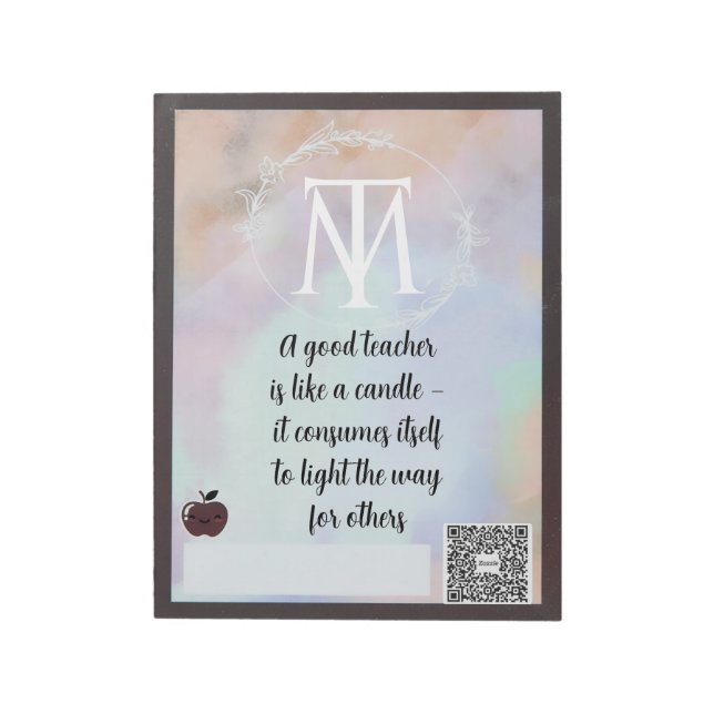 Bloco De Notas Elegant Teacher Quote Notepad with QR Code (Invertido)