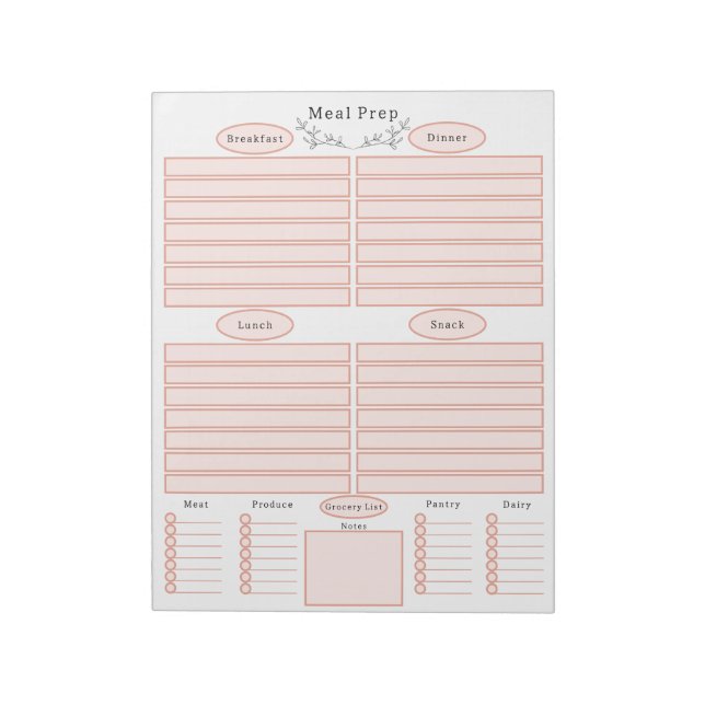Bloco De Notas Elegant Weekly Meal Planner Shopping List Notepad (Invertido)