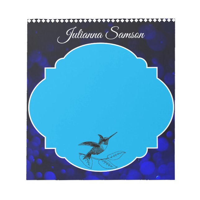 Bloco De Notas Elegante Azul-Marinho Passarinho Fofo Simples Mini (Frente)