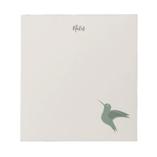 bloco de notas elegante beija-flor verde oliva rús