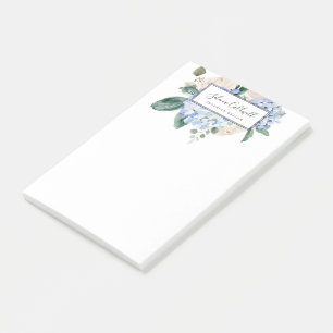 Bloco De Notas Elegante Blue Hydrangea   Branco