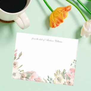 Bloco De Notas Elegante Blush Pink Ivory Floral Personalizado