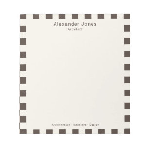 Bloco De Notas Elegante Borda de Xadrez Minimalista Profissional