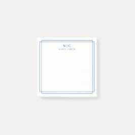 Bloco De Notas Elegante Borda Geométrica Azul Naval com Dois Mono
