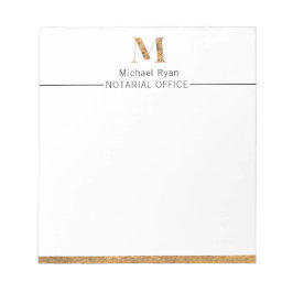 Bloco De Notas Elegante branco clássico e monograma personalizado