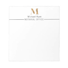 Bloco De Notas Elegante branco clássico e monograma personalizado