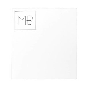 Bloco De Notas Elegante Branco Monograma Único