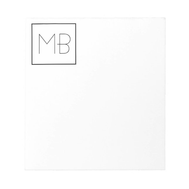 Bloco De Notas Elegante Branco Monograma Único (Frente)