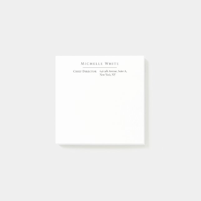 Bloco De Notas Elegante Branco Profissional Moderno Simples (Frente)