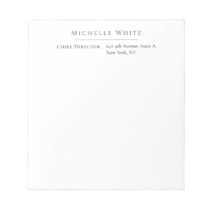 Bloco De Notas Elegante Branco Profissional Moderno Simples