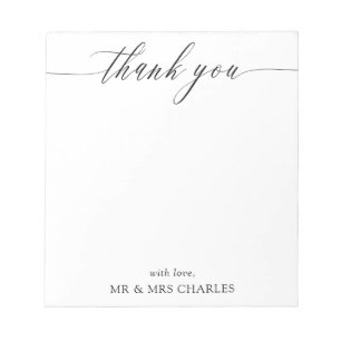 Bloco De Notas Elegante Calligraphy Simples de Agradecimento