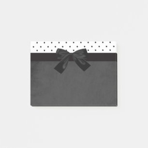 Bloco De Notas Elegante Chique Preto, Branco Bolinhas - Laço Pret