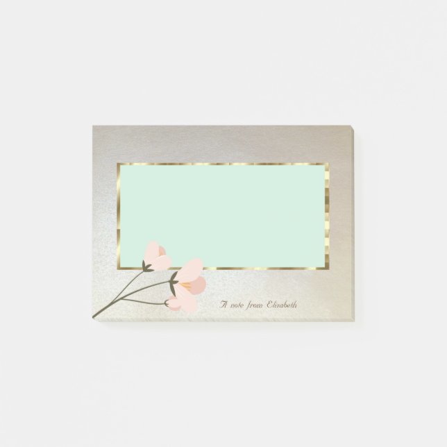 Bloco De Notas Elegante Chique, Quadro, Flor (Frente)