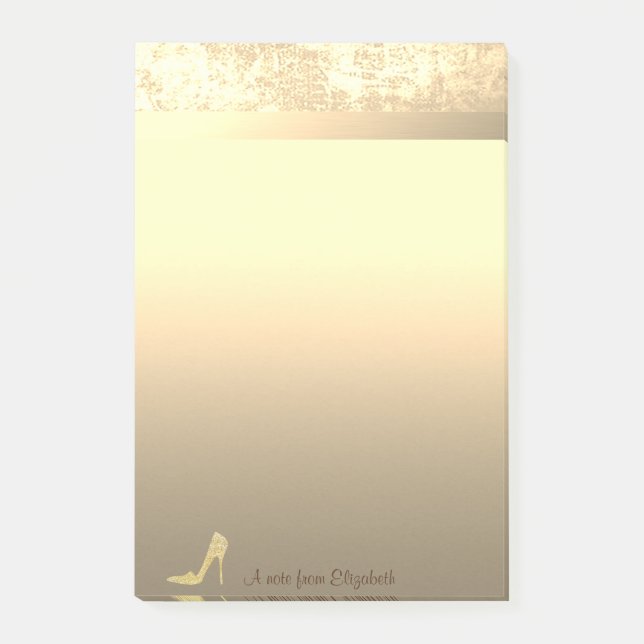 Bloco De Notas Elegante com brilho Dourado - Personalizado (Frente)