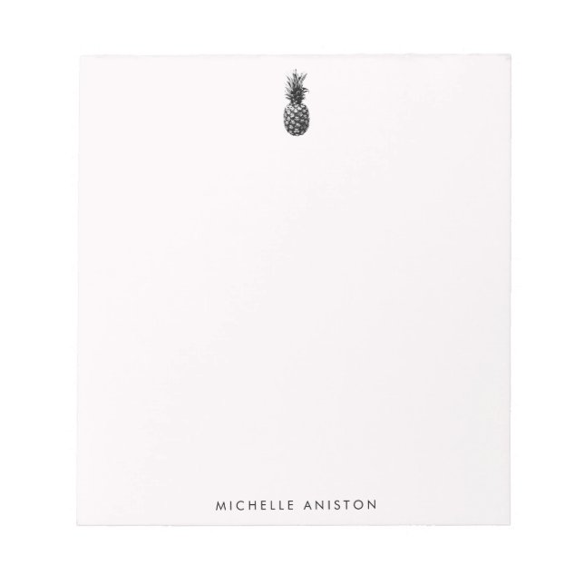 Bloco De Notas Elegante de abacaxi branco rosa personalizado (Frente)