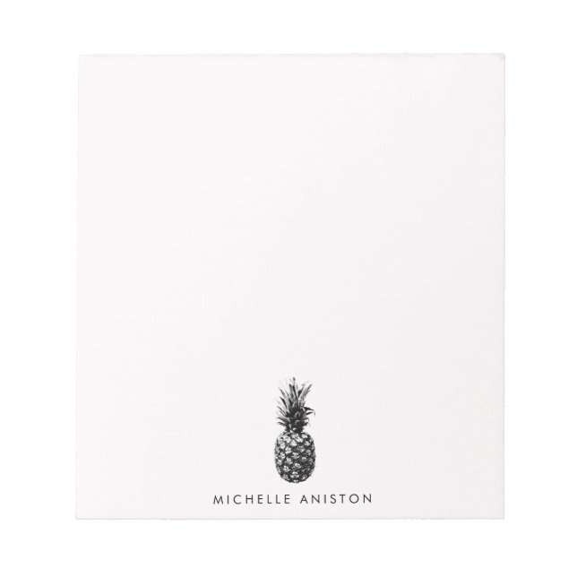 Bloco De Notas Elegante de abacaxi branco rosa personalizado (Frente)