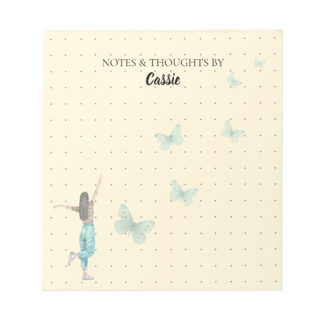 Bloco de Notas Elegante de Borboleta em Aquarela (Frente)