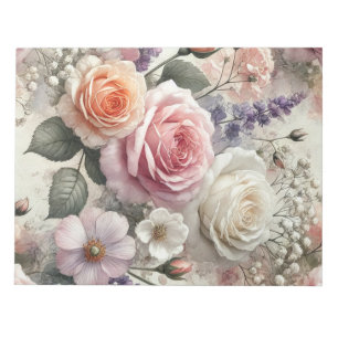 Bloco de Notas Elegante de Rosas Rosa e Branco