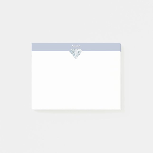 Bloco De Notas Elegante diamante em pervinca e branco (Frente)