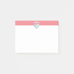 Bloco De Notas Elegante diamante & tiara em coral e branco