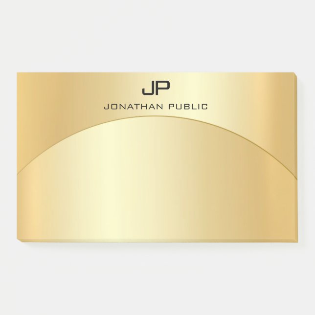 Bloco De Notas Elegante Dourado de Tendy Faux, Modelo Monogramas (Frente)