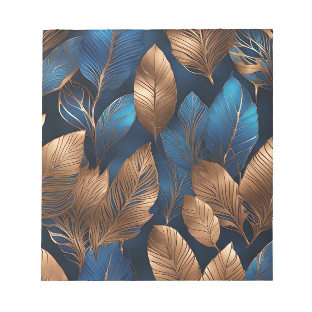 Bloco De Notas Elegante Dourado Foliage Nature Design (Frente)