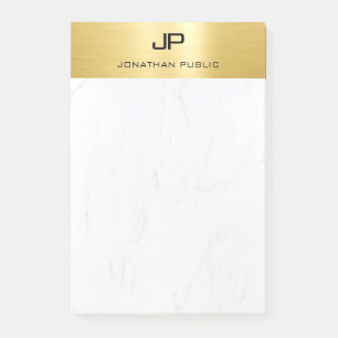 Bloco De Notas Elegante Dourado Marble Moderno, Modelo minimalist