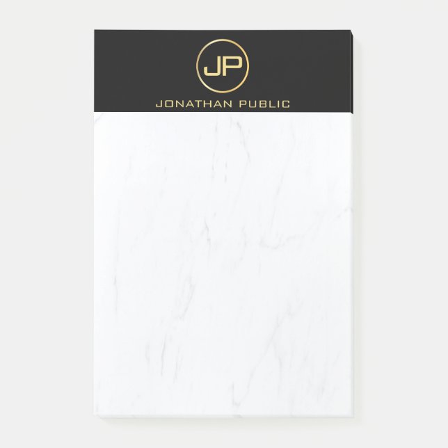 Bloco De Notas Elegante Dourado Marble Simples Modelo Moderno (Frente)