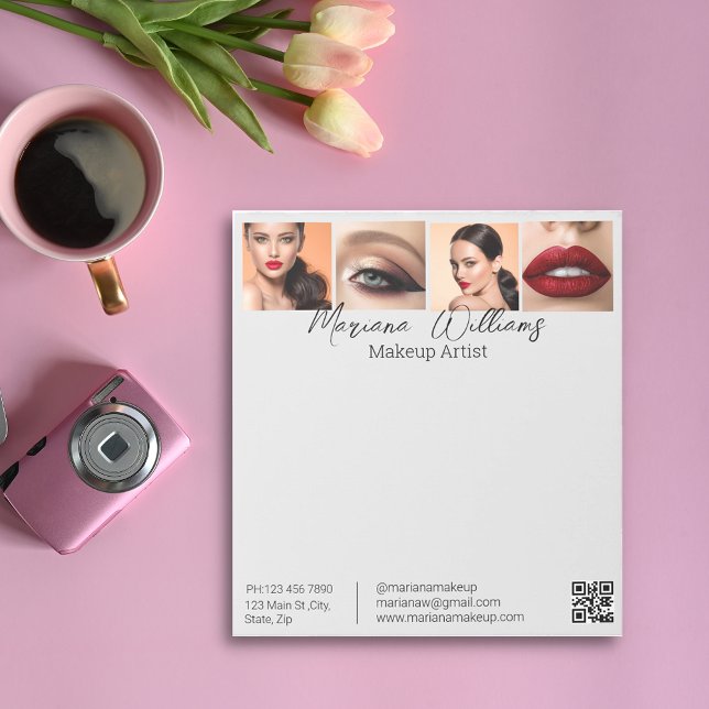 Bloco De Notas elegante e mínimo qr code 4 fotos colagem negócio (Criador carregado)