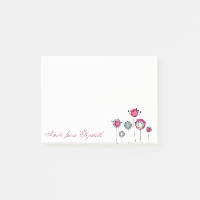 Bloco De Notas Elegante Estilosa Menina ,  Flores (Frente)
