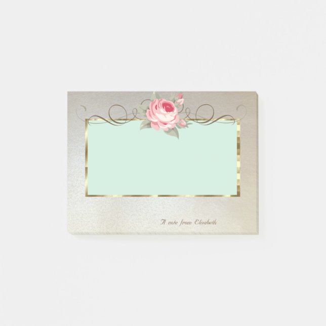 Bloco De Notas Elegante Estiloso, Quadro, Rosa (Frente)