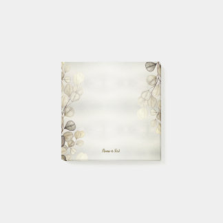 Bloco De Notas Elegante Eucalyptus Foliage Shiny Ouro de Aquarela