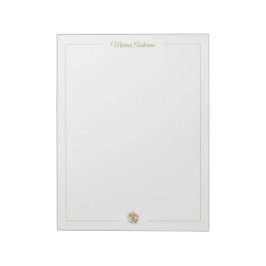 Bloco De Notas Elegante Fleur de Lys floral personalizada nome