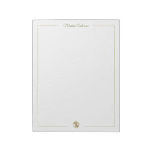 Bloco De Notas Elegante Fleur de Lys floral personalizada nome