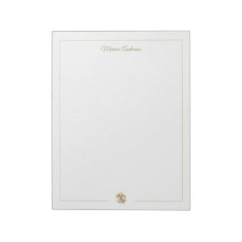 Bloco De Notas Elegante Fleur de Lys floral personalizada nome