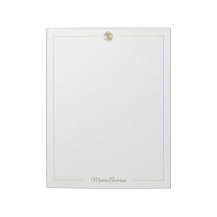 Bloco De Notas Elegante Fleur de Lys floral personalizada nome