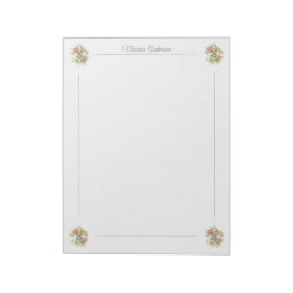 Bloco De Notas Elegante Fleur de Lys floral Personalizado Nome